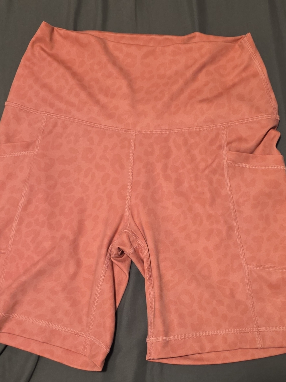 Reflex Coral Leopard-Print High-Waist Bike Shorts